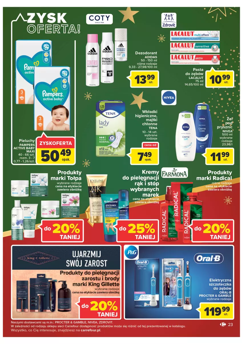 Gazetka promocyjna Carrefour - Gazetke Carrefour - ważna 12.12 do 18.12.2022 - strona 23 - produkty: Dezodorant, Elektryczna szczoteczka, Kosz, Lacalut, Nivea, Pampers, Pasta do zębów, Szczoteczka, Szczoteczka do zębów, Tołpa