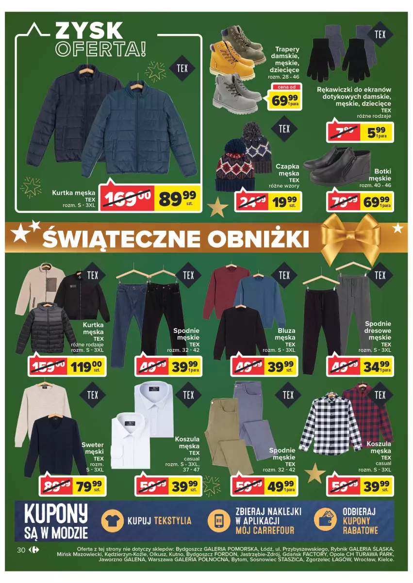 Gazetka promocyjna Carrefour - Gazetke Carrefour - ważna 12.12 do 18.12.2022 - strona 30 - produkty: Bluza, Botki, Dzieci, Fa, Klej, Kosz, Koszula, Kurtka, Sos, Spodnie