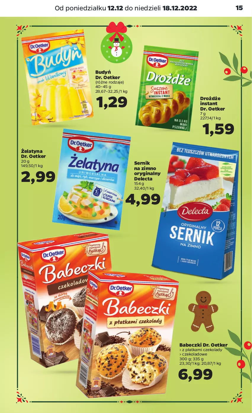 Gazetka promocyjna Netto - Artykuły spożywcze - ważna 12.12 do 18.12.2022 - strona 15 - produkty: Babeczki, Budyń, Delecta, Dr. Oetker, Drożdże, Gin, Ser