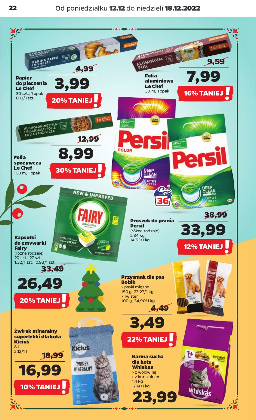 Gazetka promocyjna Netto - Artykuły spożywcze - ważna 12.12 do 18.12.2022 - strona 22 - produkty: Fa, Fairy, Folia aluminiowa, Kurczak, Papier, Papier do pieczenia, Persil, Piec, Proszek do prania, Przysmak dla psa, Whiskas, Zmywarki