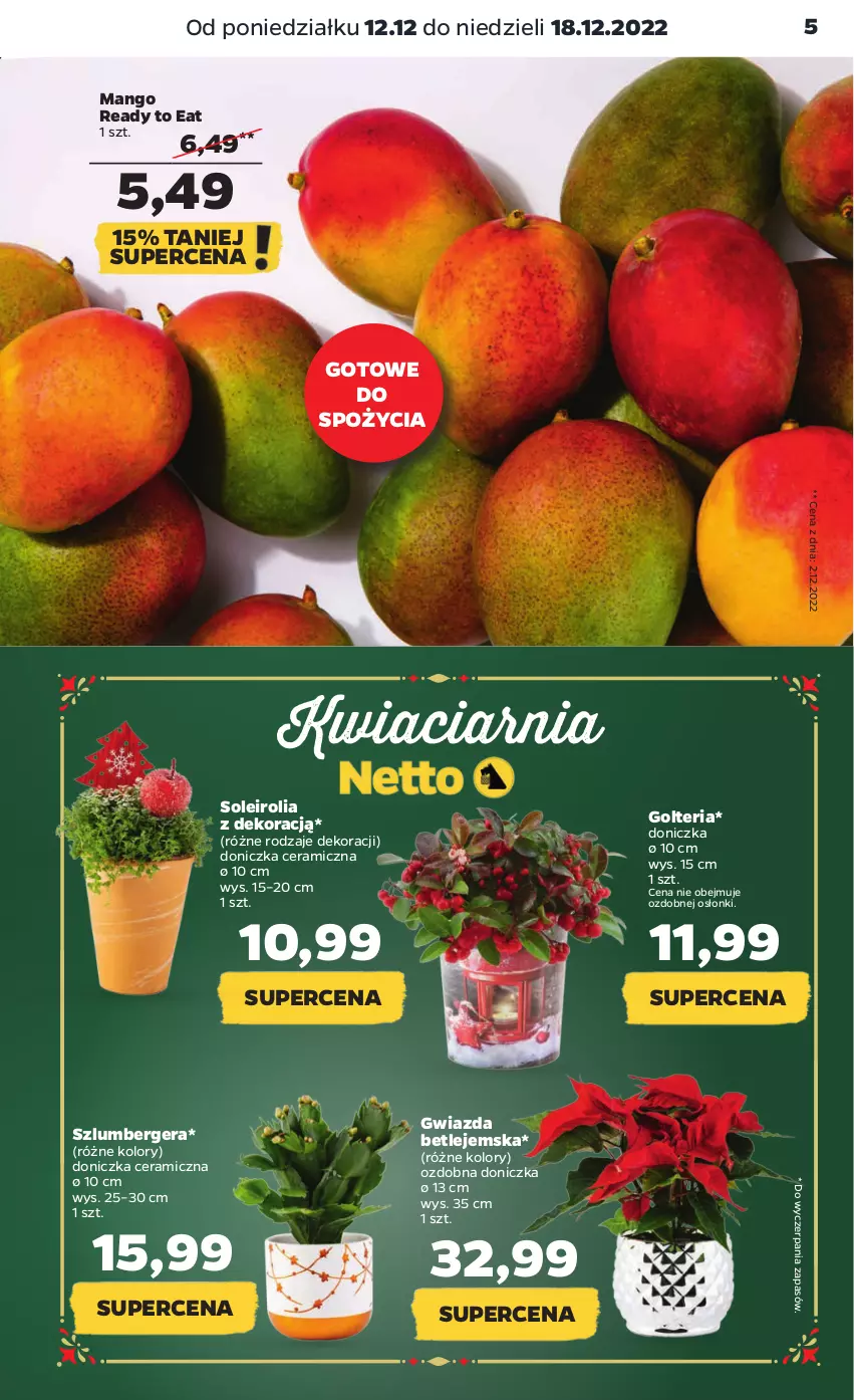 Gazetka promocyjna Netto - Artykuły spożywcze - ważna 12.12 do 18.12.2022 - strona 5 - produkty: Gwiazda, Mango, Szlumbergera