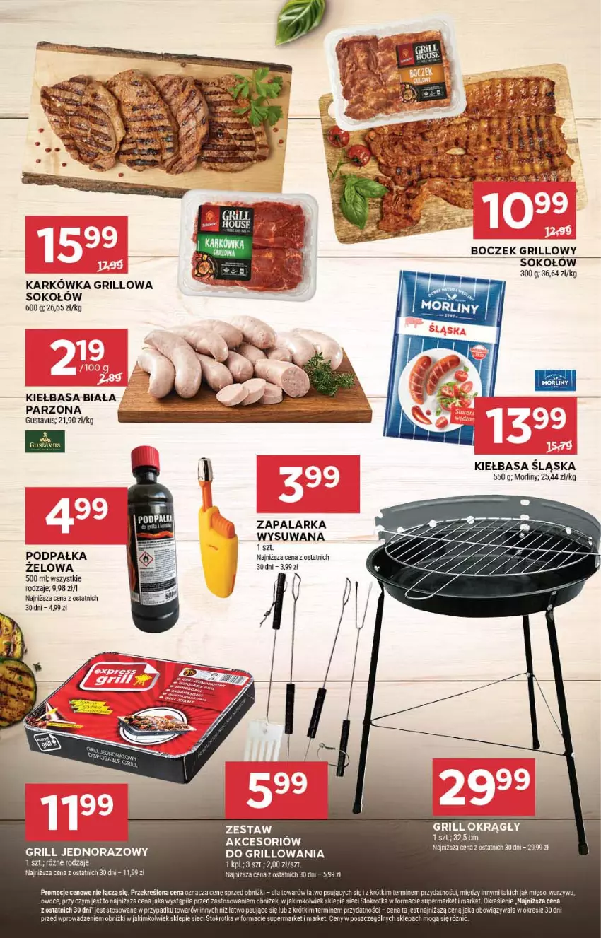 Gazetka promocyjna Stokrotka - Supermarket - ważna 20.06 do 26.06.2024 - strona 12 - produkty: Boczek, Fa, Grill, Kiełbasa, Kiełbasa biała, Kiełbasa śląska, Mięso, Morliny, Owoce, Sok, Sokołów, Warzywa, Zapalarka