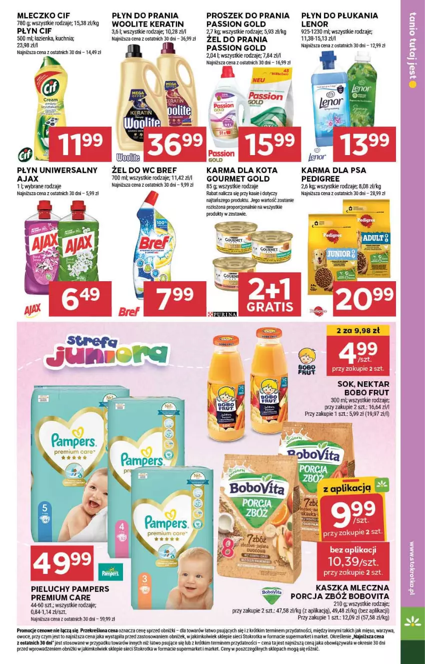 Gazetka promocyjna Stokrotka - Supermarket - ważna 20.06 do 26.06.2024 - strona 21 - produkty: Ajax, BoboVita, Bref, Cif, Fa, Gourmet Gold, Koc, Kuchnia, Lenor, Mięso, Mleczko, Nektar, Owoce, Pampers, Pedigree, Pieluchy, Płyn do płukania, Płyn do prania, Por, Proszek do prania, Pur, Purina, Sok, Warzywa, Woolite