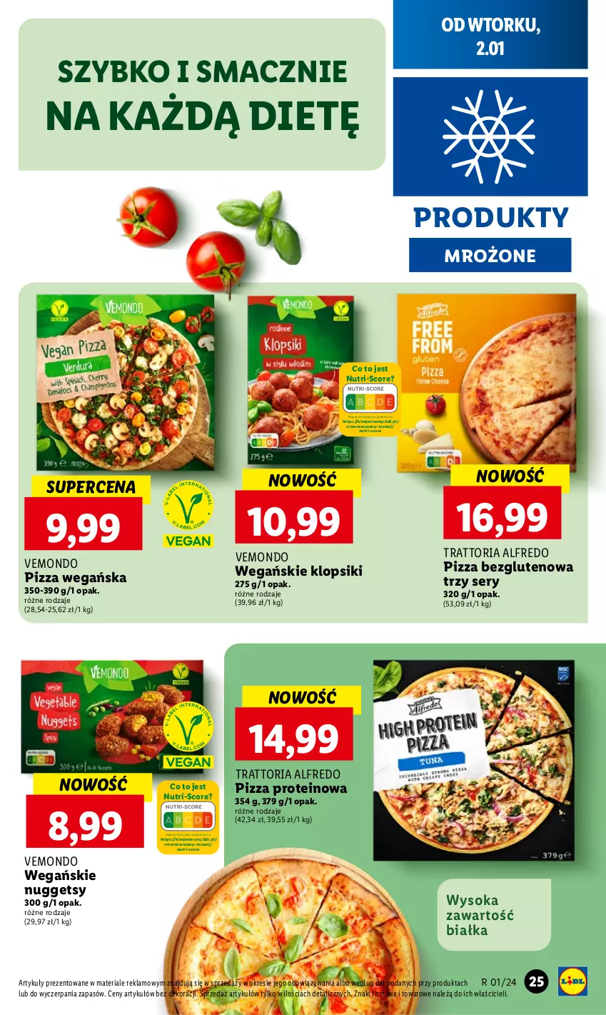 Gazetka promocyjna Lidl - GAZETKA - ważna 02.01 do 03.01.2024 - strona 27 - produkty: Klopsiki, Pizza, Produkty mrożone, Ser, Sok, Wazon