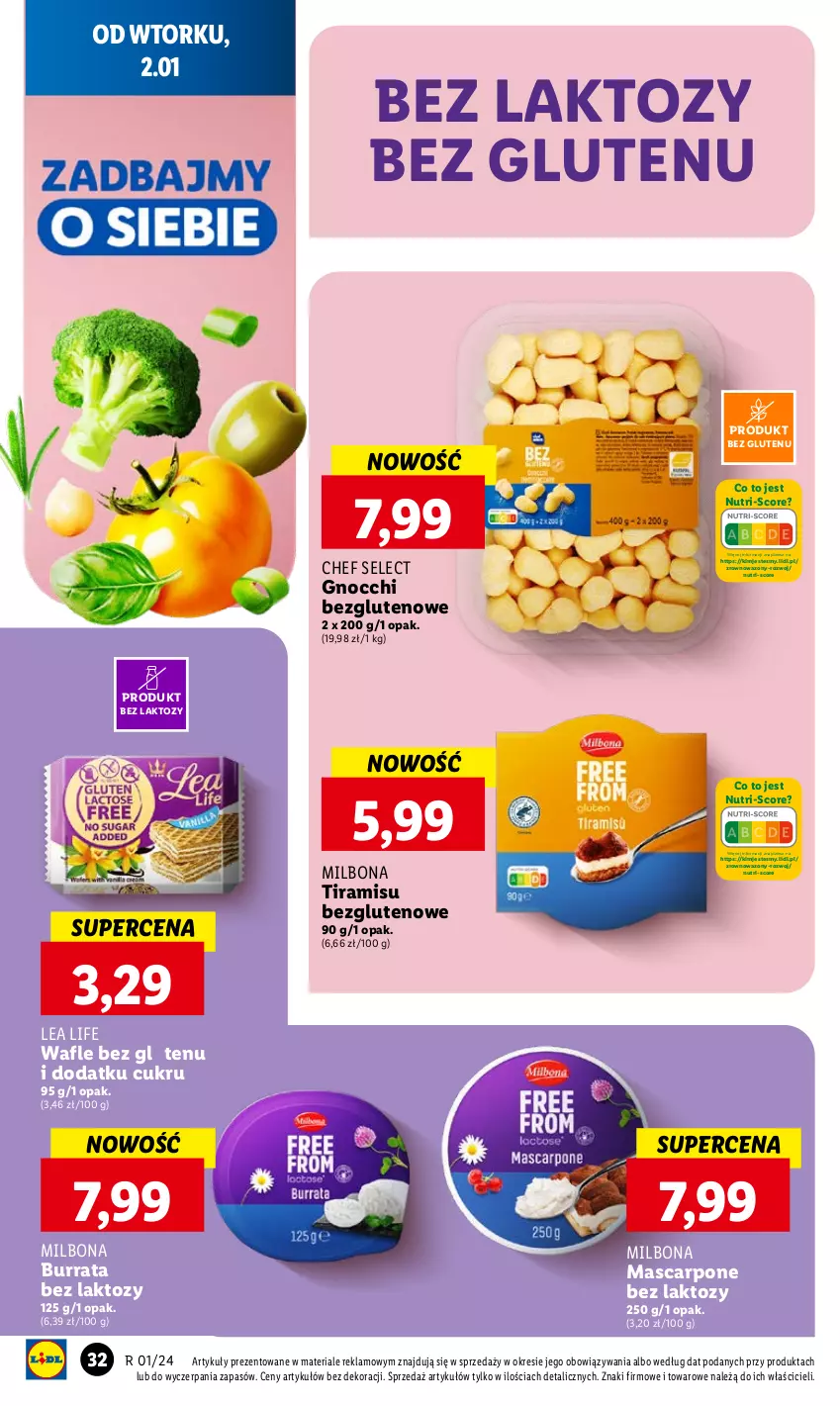 Gazetka promocyjna Lidl - GAZETKA - ważna 02.01 do 03.01.2024 - strona 34 - produkty: Burrata, Gnocchi, Mascarpone, Wafle, Wazon