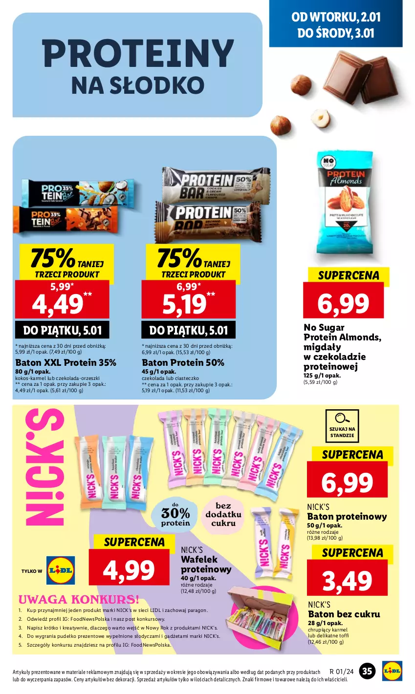 Gazetka promocyjna Lidl - GAZETKA - ważna 02.01 do 03.01.2024 - strona 37 - produkty: Baton, Czekolada, Gra, Kokos, Migdały, Migdały w czekoladzie, Orzeszki, Pudełko, Wafelek