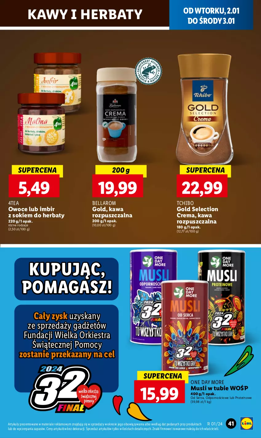 Gazetka promocyjna Lidl - GAZETKA - ważna 02.01 do 03.01.2024 - strona 43 - produkty: Bell, Bella, Imbir, Kawa, Kawa rozpuszczalna, Mus, Owoce, Por, Ser, Sok, Tchibo