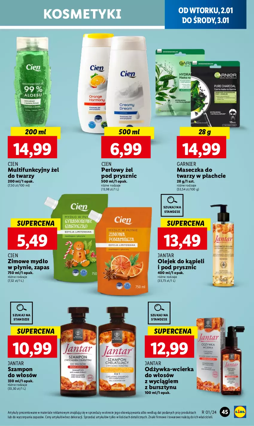 Gazetka promocyjna Lidl - GAZETKA - ważna 02.01 do 03.01.2024 - strona 47 - produkty: Bursztyn, Garnier, Mydło, Mydło w płynie, Odżywka, Olej, Szampon