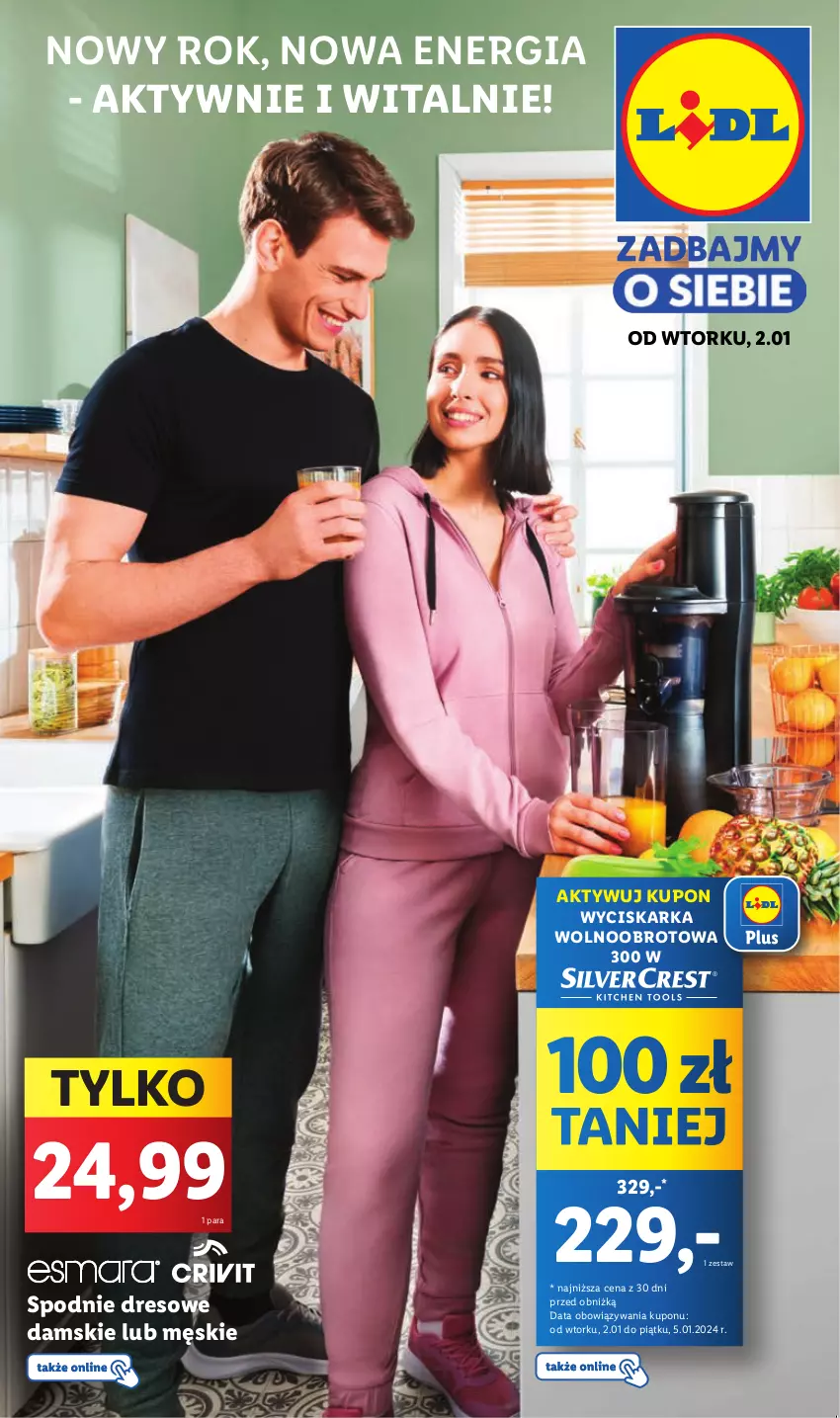 Gazetka promocyjna Lidl - GAZETKA - ważna 02.01 do 03.01.2024 - strona 50 - produkty: Dres, Spodnie, Spodnie dresowe, Wyciskarka, Wyciskarka wolnoobrotowa