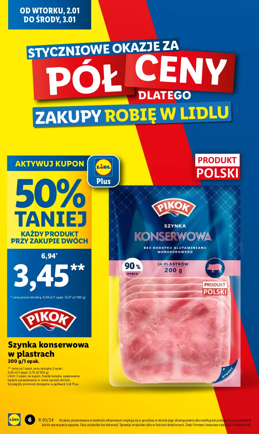 Gazetka promocyjna Lidl - GAZETKA - ważna 02.01 do 03.01.2024 - strona 6 - produkty: Olej, Ser, Szynka, Szynka konserwowa