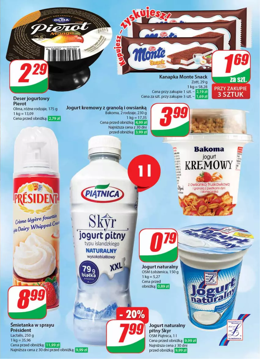 Gazetka promocyjna Dino - Gazetka 2 - ważna 09.01 do 16.01.2024 - strona 29 - produkty: Bakoma, Deser, Fa, Gra, Isla, Jogurt, Jogurt naturalny, Jogurt pitny, Monte, Olma, Piątnica, Ser, Sok, Zott