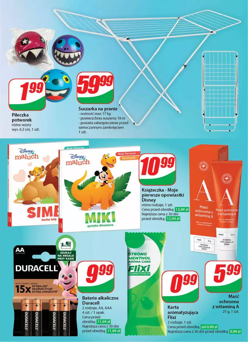 Gazetka promocyjna Dino - Gazetka 2 - ważna 09.01 do 16.01.2024 - strona 47 - produkty: Baterie alkaliczne, Disney, Duracell, Koc, Piec, Pielęgnacja skóry, Suszarka, Suszarka na pranie