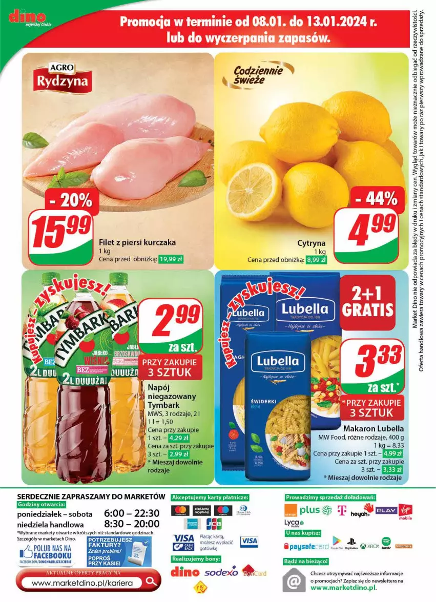 Gazetka promocyjna Dino - Gazetka 2 - ważna 09.01 do 16.01.2024 - strona 54 - produkty: Bell, Bella, Fa, Filet z piersi kurczaka, JBL, Kurczak, Lubella, Makaron, Napój, Ser, Sos, Tera, Tymbark, Xbox