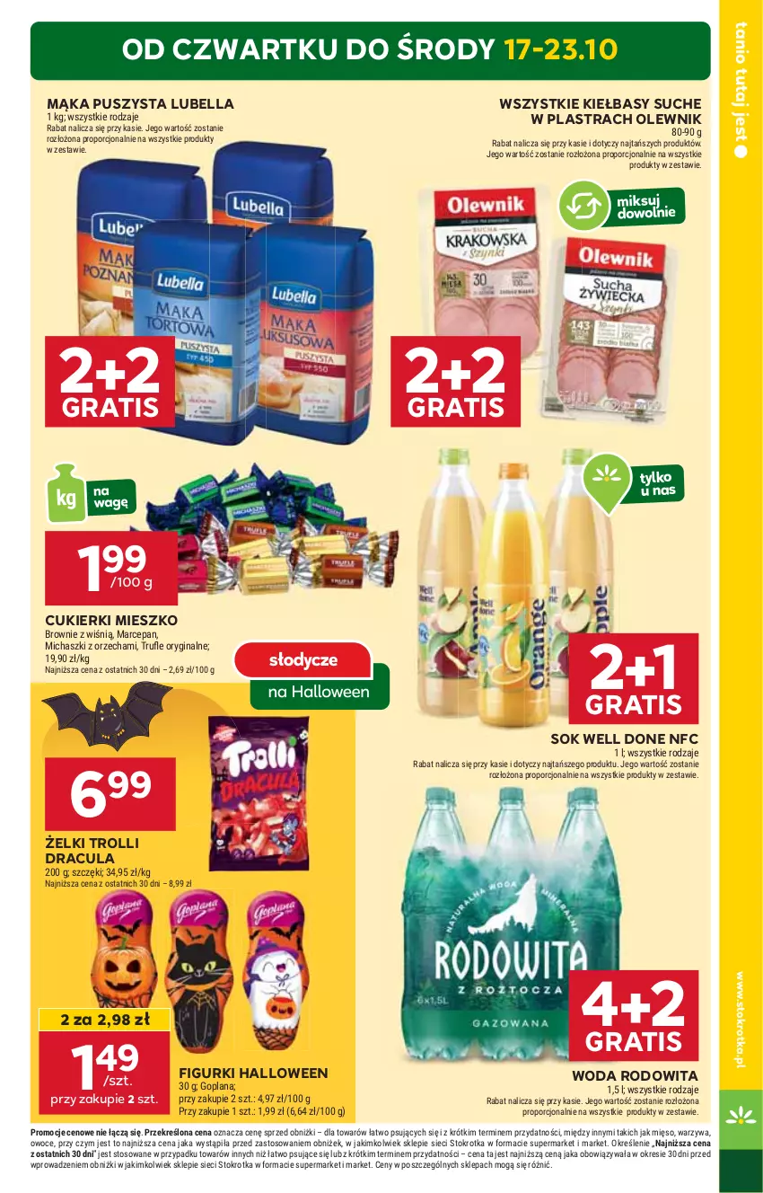 Gazetka promocyjna Stokrotka - Market - ważna 17.10 do 23.10.2024 - strona 3 - produkty: Bell, Bella, Cukier, Cukierki, Gra, HP, Lubella, Mąka, Olewnik, Sok, STP, Woda