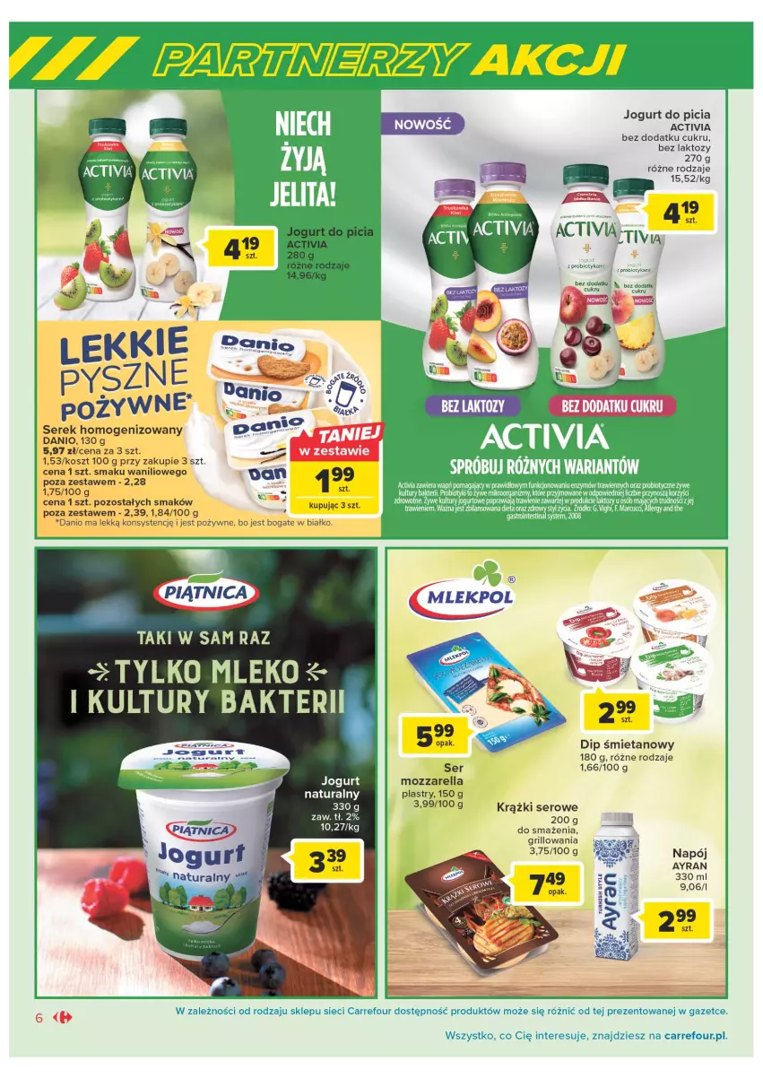 Gazetka promocyjna Carrefour - Gazetka Marki znane i lubiane - ważna 09.05 do 27.05.2023 - strona 6 - produkty: Activia, Danio, Jogurt, Kosz, Mleko, Mozzarella, Ser, Serek, Serek homogenizowany