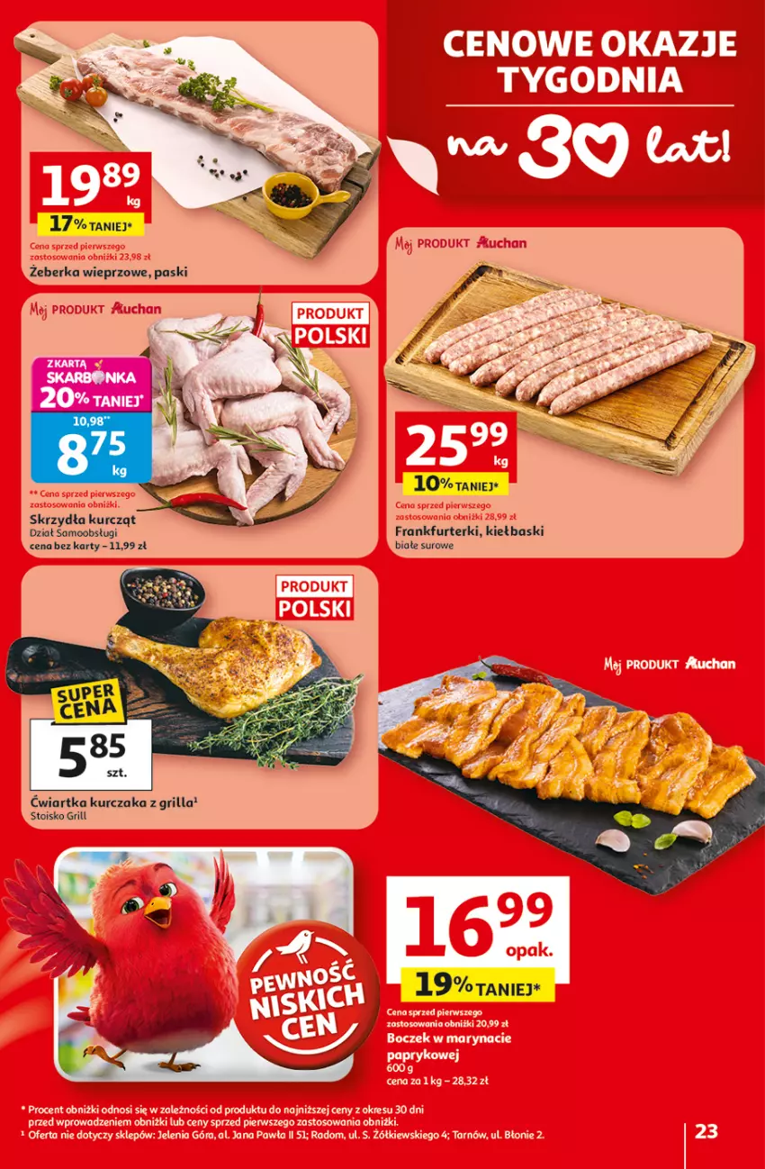Gazetka promocyjna Auchan - Gazetka 30 Lat Hipermarket Auchan - ważna 29.04 do 06.05.2026 - strona 23 - produkty: Frankfurterki, Grill, Kurczak