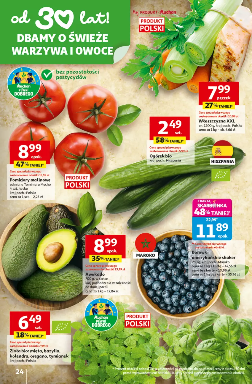Gazetka promocyjna Auchan - Gazetka 30 Lat Hipermarket Auchan - ważna 29.04 do 06.05.2026 - strona 24 - produkty: Ogórek, Pomidory