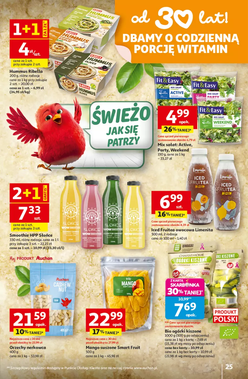 Gazetka promocyjna Auchan - Gazetka 30 Lat Hipermarket Auchan - ważna 29.04 do 06.05.2026 - strona 25 - produkty: Bell, Bella, HP, Hummus, Mango, Mango suszone, Mus, Sałat, Smoothie