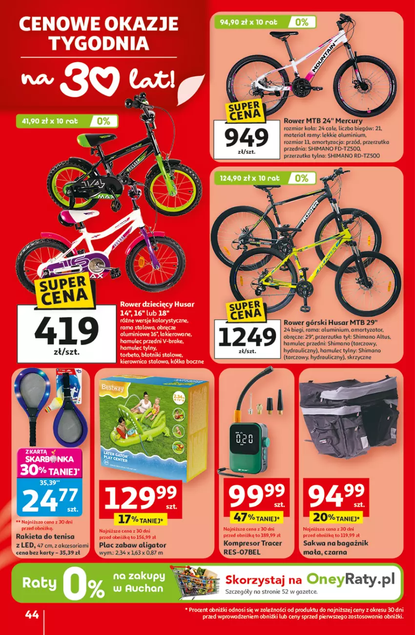 Gazetka promocyjna Auchan - Gazetka 30 Lat Hipermarket Auchan - ważna 29.04 do 06.05.2026 - strona 44 - produkty: Acer, Fa, Kompresor, Mule, Rakieta, Rama, Rower