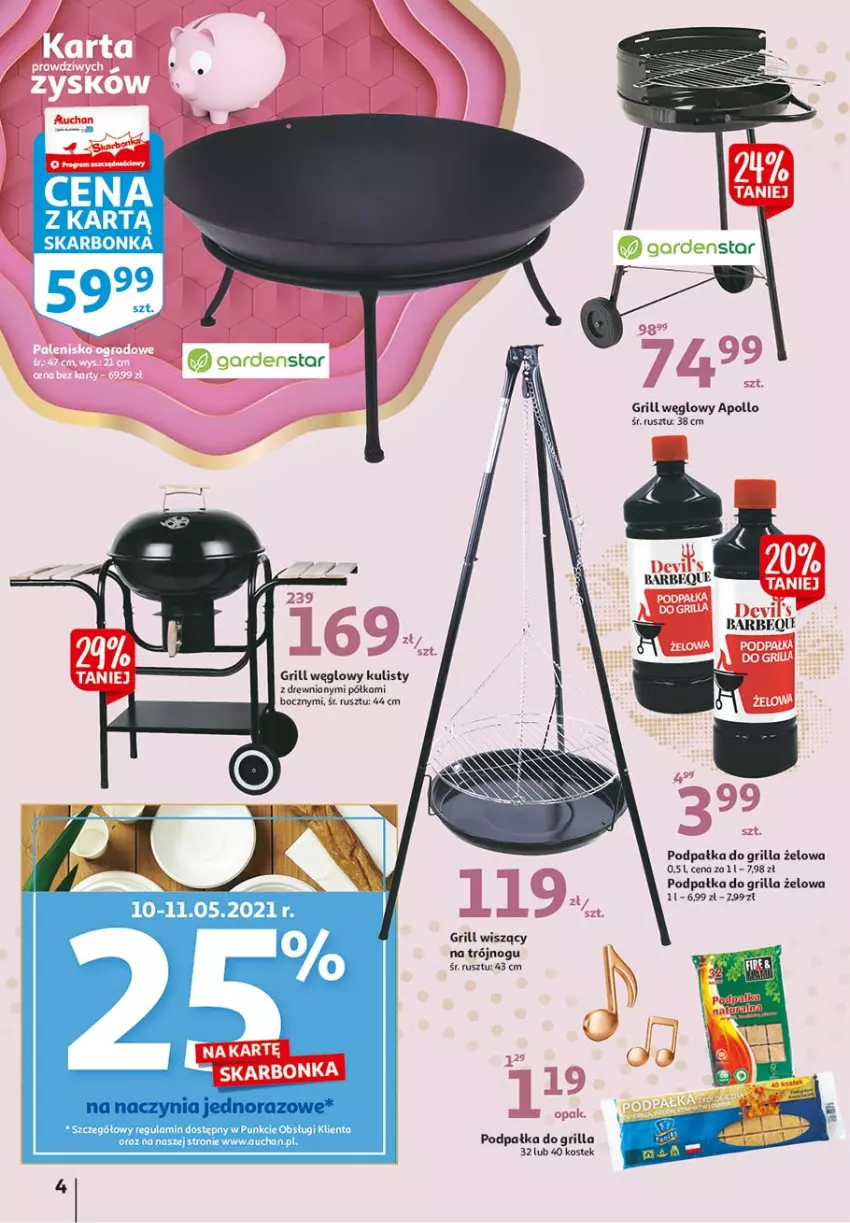 Gazetka promocyjna Auchan - 25 Urodziny – Życzymy wszystkiego kwitnącego - ważna 06.05 do 15.05.2021 - strona 4 - produkty: Grill, Półka, Stek