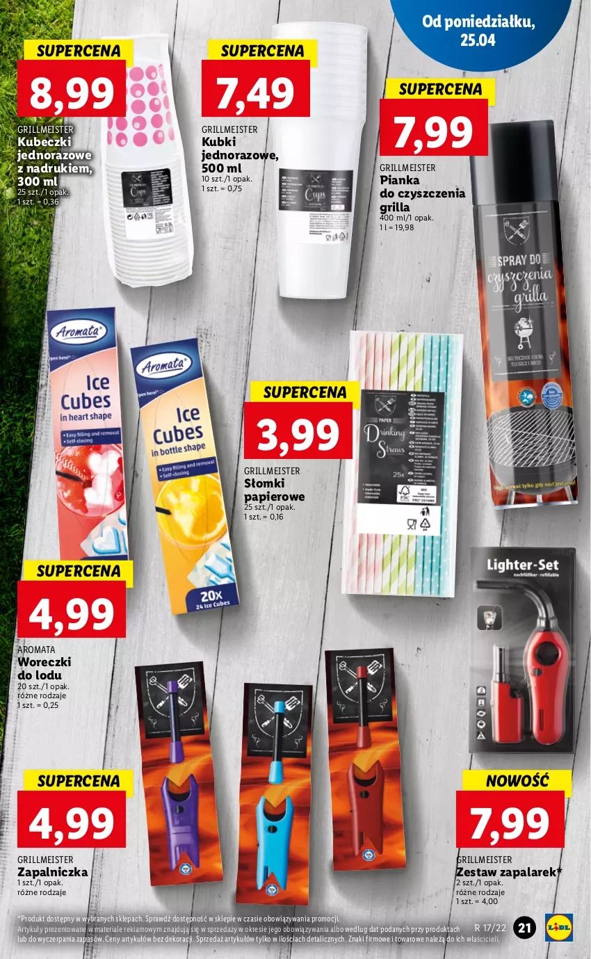 Gazetka promocyjna Lidl - GAZETKA - ważna 25.04 do 27.04.2022 - strona 21 - produkty: Grill, Papier, Pianka do czyszczenia, Woreczki do lodu, Zapalniczka