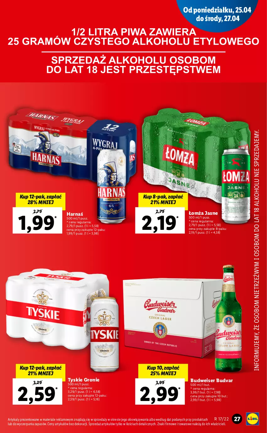 Gazetka promocyjna Lidl - GAZETKA - ważna 25.04 do 27.04.2022 - strona 27 - produkty: Harnaś, Ser, Tyskie