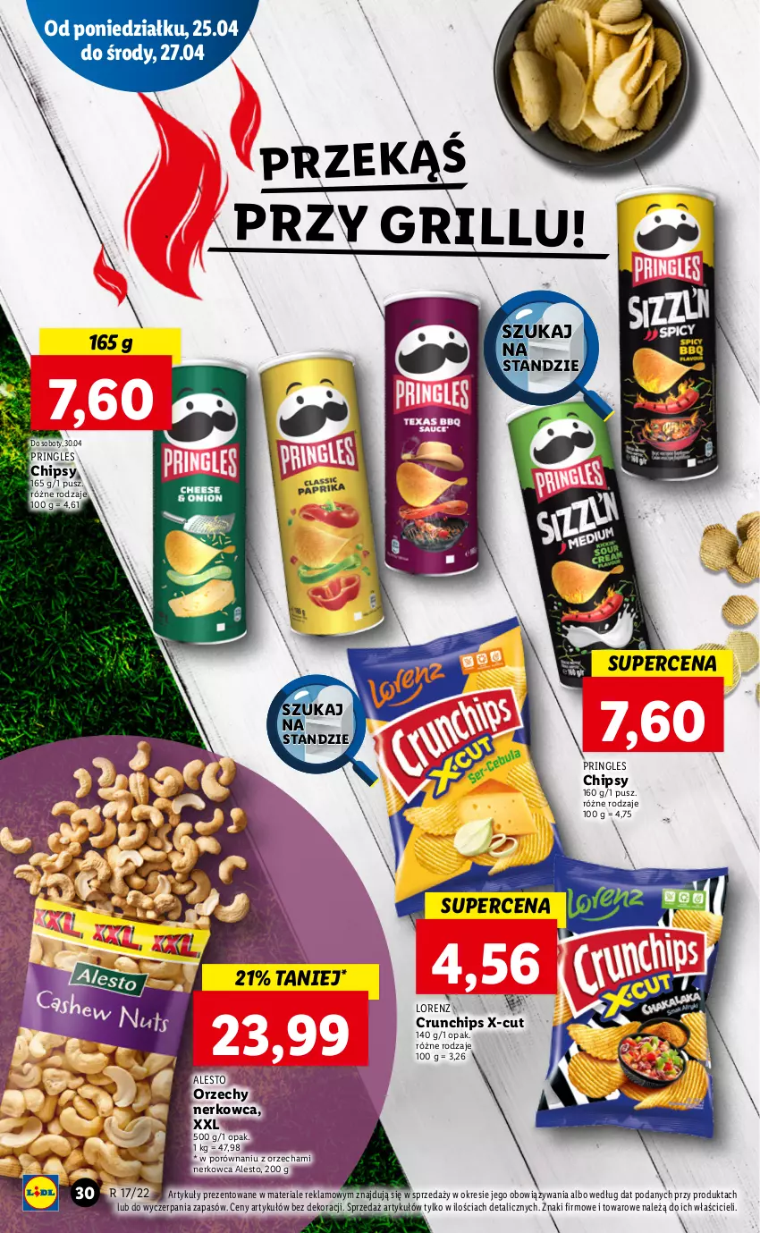 Gazetka promocyjna Lidl - GAZETKA - ważna 25.04 do 27.04.2022 - strona 30 - produkty: Chipsy, Crunchips, Grill, Lorenz, Por, Pringles