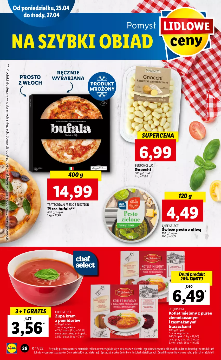 Gazetka promocyjna Lidl - GAZETKA - ważna 25.04 do 27.04.2022 - strona 38 - produkty: Fa, Gnocchi, Gra, Kotlet, Pesto, Pizza, Pur, Zupa