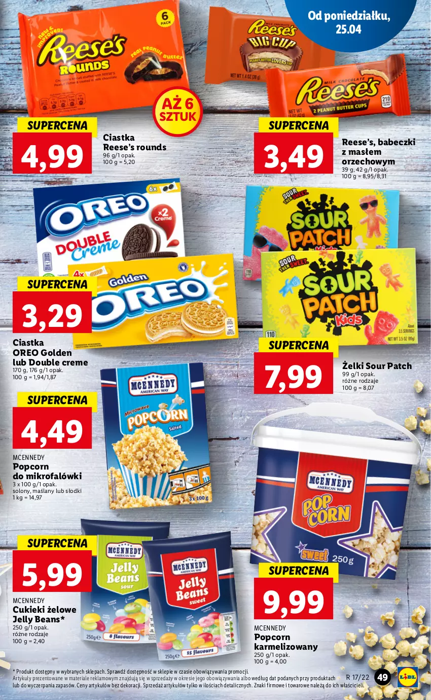 Gazetka promocyjna Lidl - GAZETKA - ważna 25.04 do 27.04.2022 - strona 49 - produkty: Babeczki, Ciastka, Fa, Jelly beans, Oreo, Popcorn