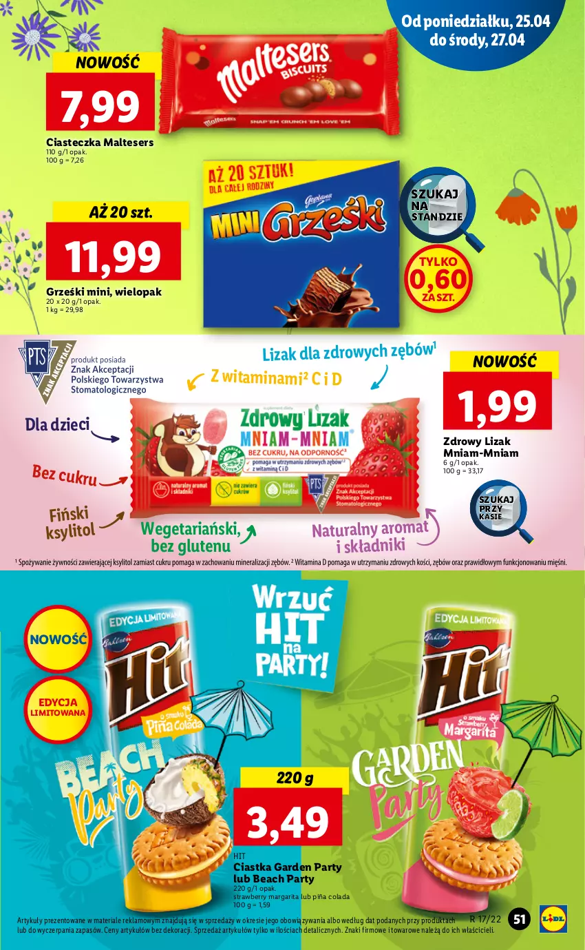 Gazetka promocyjna Lidl - GAZETKA - ważna 25.04 do 27.04.2022 - strona 51 - produkty: Ciastka, Dzieci, Grześki, Ksylitol, Piña Colada, Ser