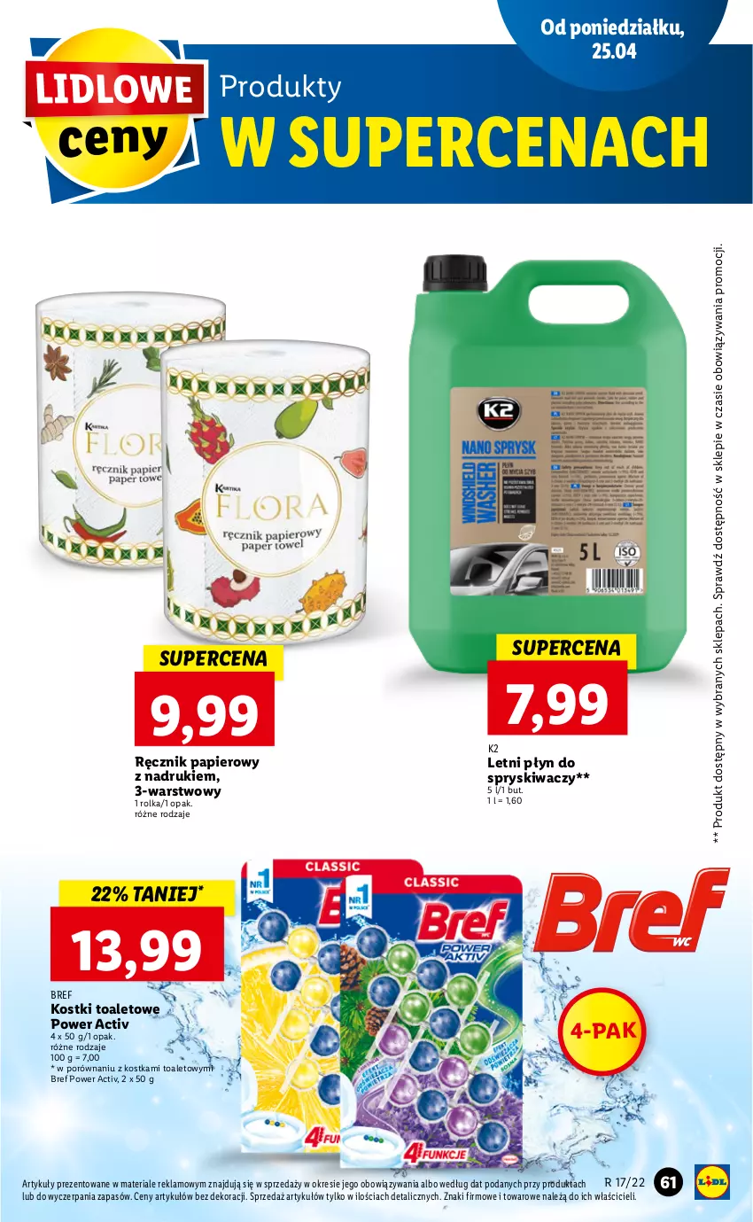 Gazetka promocyjna Lidl - GAZETKA - ważna 25.04 do 27.04.2022 - strona 61 - produkty: Bref, K2, Papier, Płyn do spryskiwaczy, Por, Ręcznik