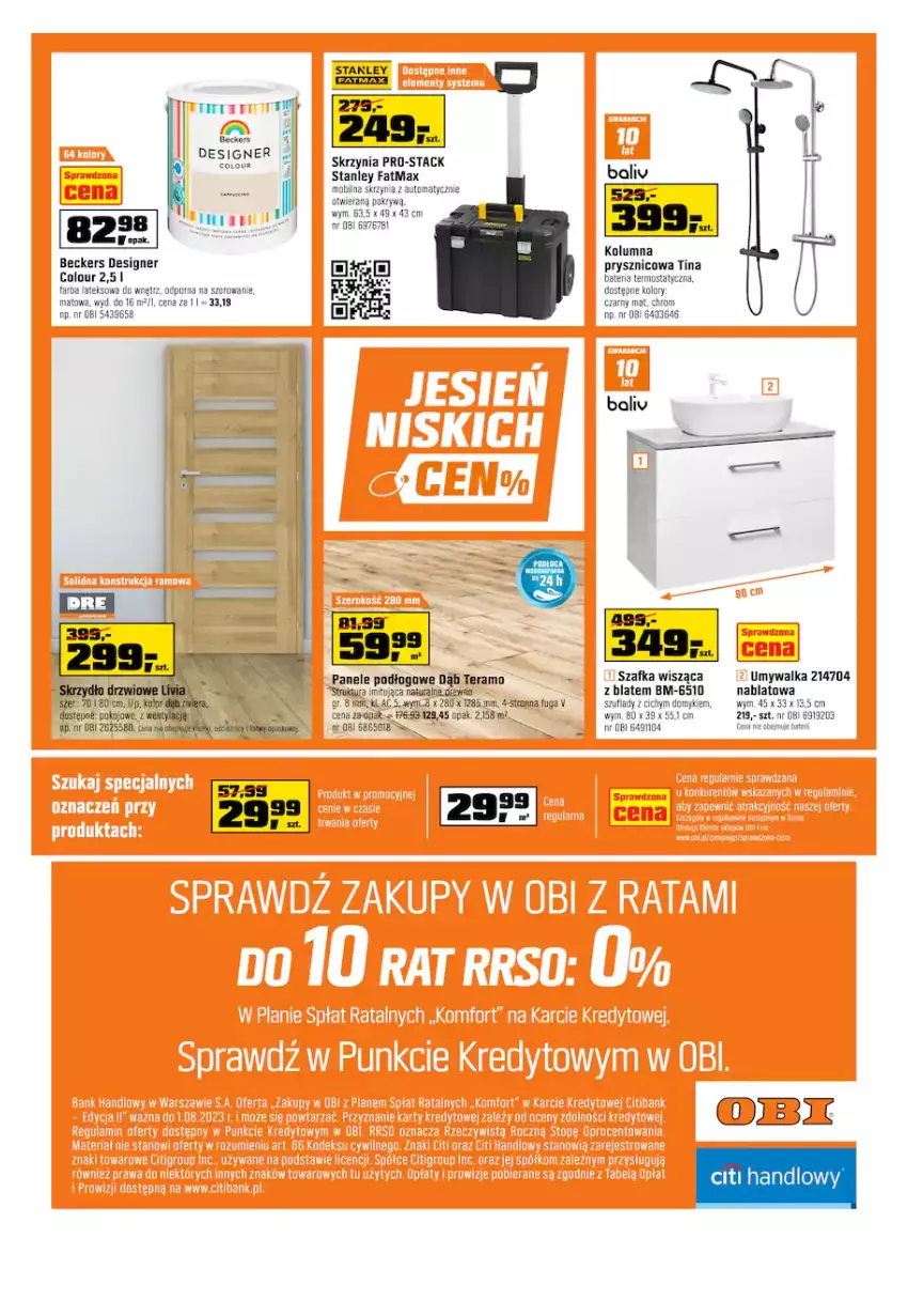 Gazetka promocyjna Obi - Gazetka OBI - ważna 19.10 do 08.11.2022 - strona 16 - produkty: Bateria, Beckers, Designer Colour, Fa, Mobil, Por, Szafka, Tera, Termos, Tran, Umywalka