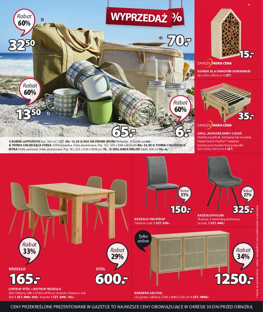 Gazetka promocyjna Jysk - Oferta tygodnia - ważna 21.06 do 25.07.2023 - strona 10 - produkty: Asus, Folia aluminiowa, Grill, Koc, Kredens, Krzesło, Kubek, Melon, Pur, Rust, Stół, Szklanka, Torba, Wełna