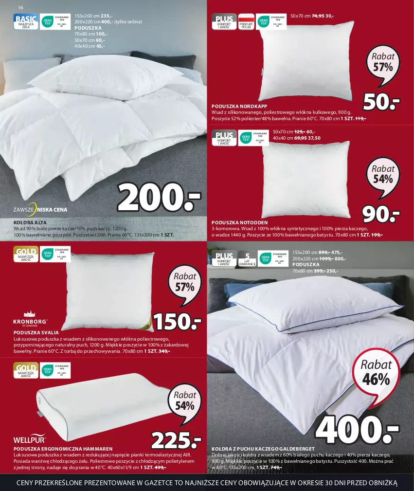 Gazetka promocyjna Jysk - Oferta tygodnia - ważna 21.06 do 25.07.2023 - strona 17 - produkty: Kołdra, Kołdra z puchu, Poduszka, Wełna