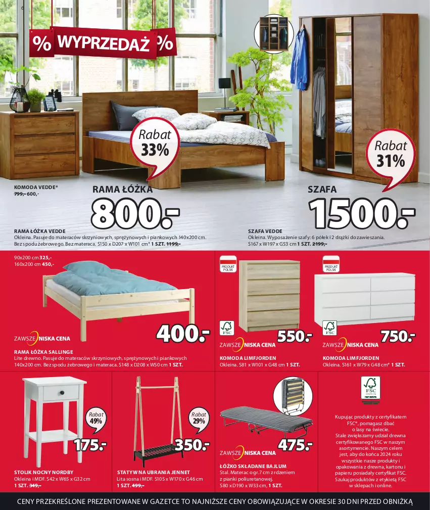 Gazetka promocyjna Jysk - Oferta tygodnia - ważna 21.06 do 25.07.2023 - strona 7 - produkty: Fa, Komoda, Materac, Moda, Papier, Rama, Rama łóżka, Sos, Statyw na ubrania, Stolik, Stolik nocny, Szafa, Tera, Ubrania