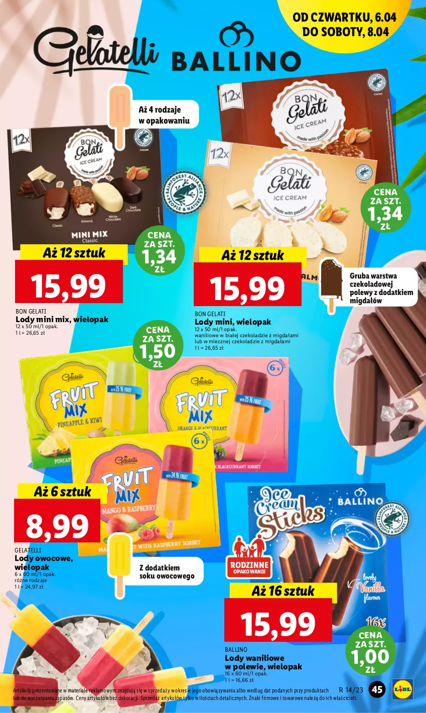 Gazetka promocyjna Lidl - GAZETKA - ważna 06.04 do 08.04.2023 - strona 47 - produkty: Lody, Sok