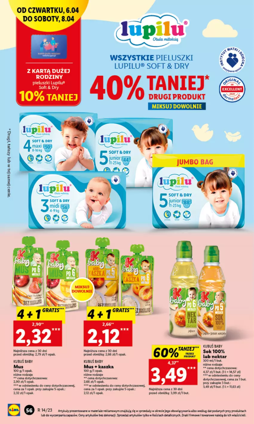 Gazetka promocyjna Lidl - GAZETKA - ważna 06.04 do 08.04.2023 - strona 58 - produkty: Gosh, Kubuś, Mus, Nektar, O Bag, Por, Sok