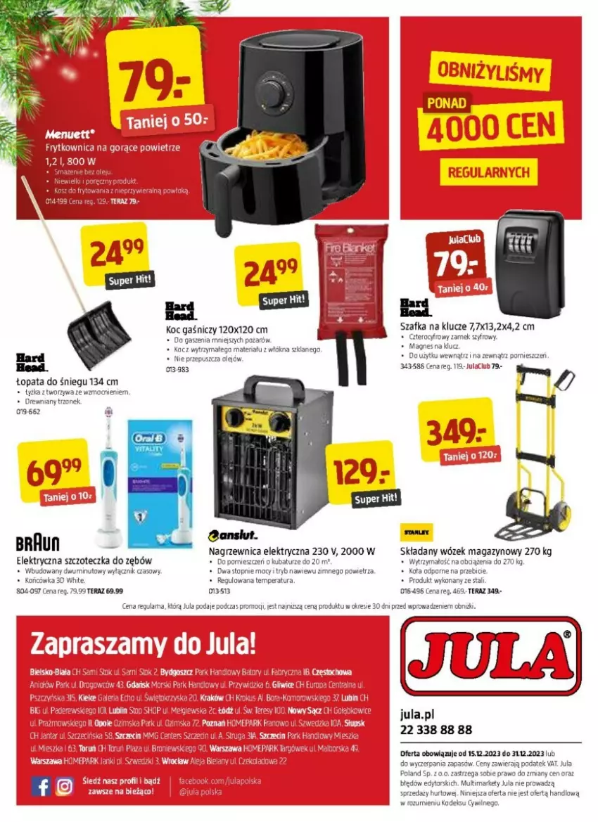 Gazetka promocyjna Jula - ważna 15.12 do 31.12.2023 - strona 8 - produkty: Braun, Elektryczna szczoteczka, Koc, Nagrzewnica elektryczna, Olej, Por, Szafka, Szczoteczka, Szczoteczka do zębów, Tera, Top, Wózek