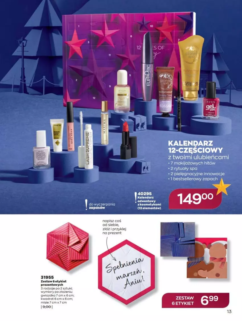 Gazetka promocyjna Avon - Katalog Avon 12/2021 kampania grudzień - ważna 01.12 do 31.12.2021 - strona 13 - produkty: Kalendarz, Klej, Makijaż