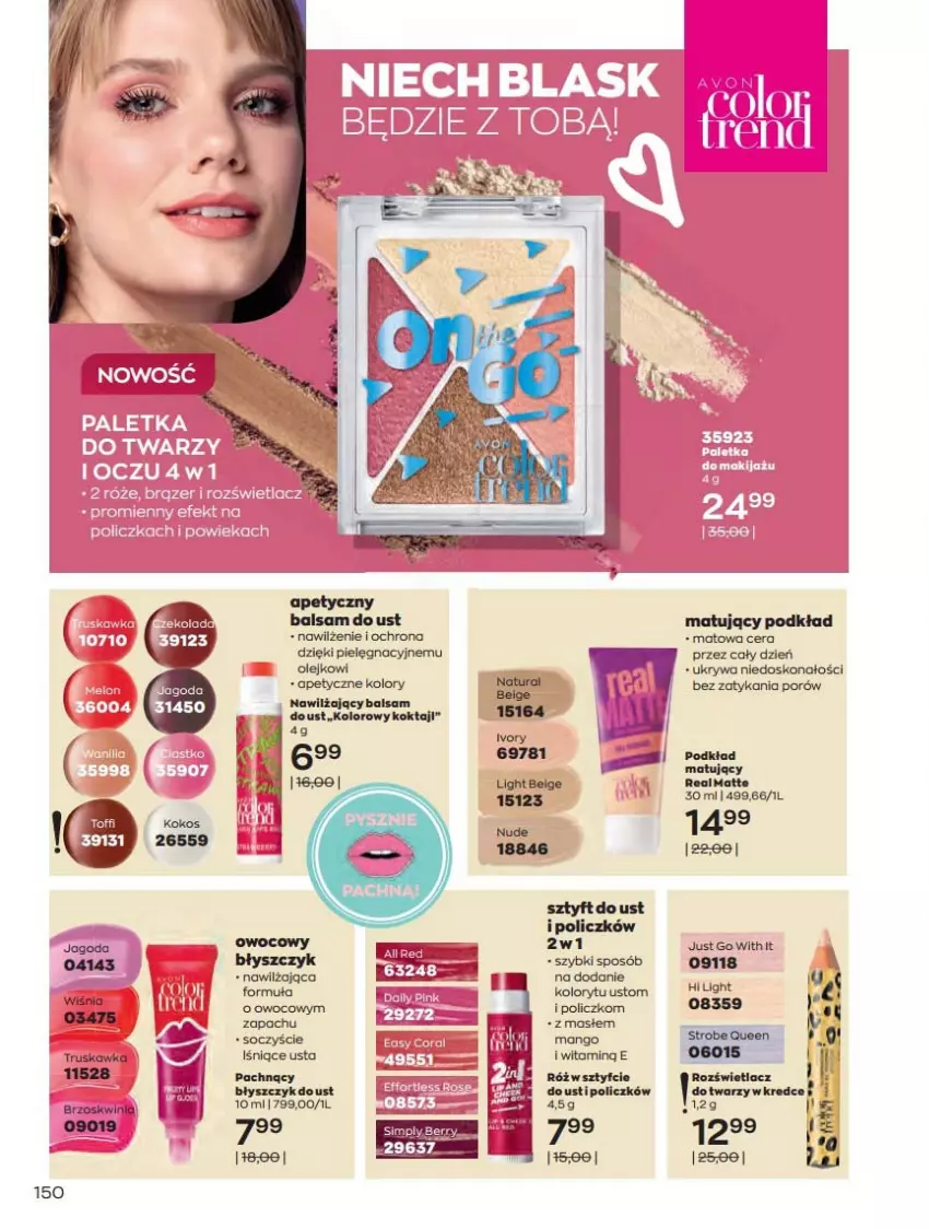 Gazetka promocyjna Avon - Katalog Avon 12/2021 kampania grudzień - ważna 01.12 do 31.12.2021 - strona 150 - produkty: Balsam do ust, Mango, Nawilżający balsam, Olej, Podkład, Podkład matujący, Por