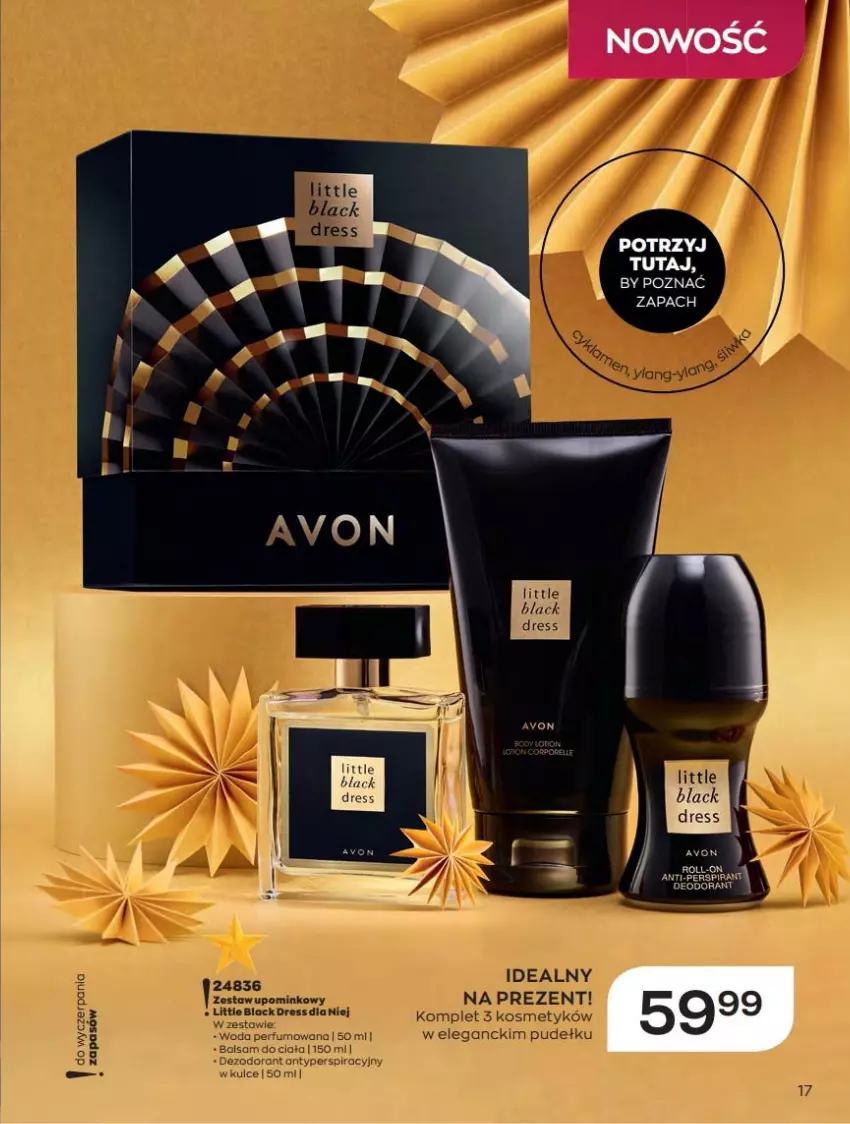 Gazetka promocyjna Avon - Katalog Avon 12/2021 kampania grudzień - ważna 01.12 do 31.12.2021 - strona 17 - produkty: Balsam do ciała, Dezodorant, Dres, Lack, Perfum, Woda, Woda perfumowana