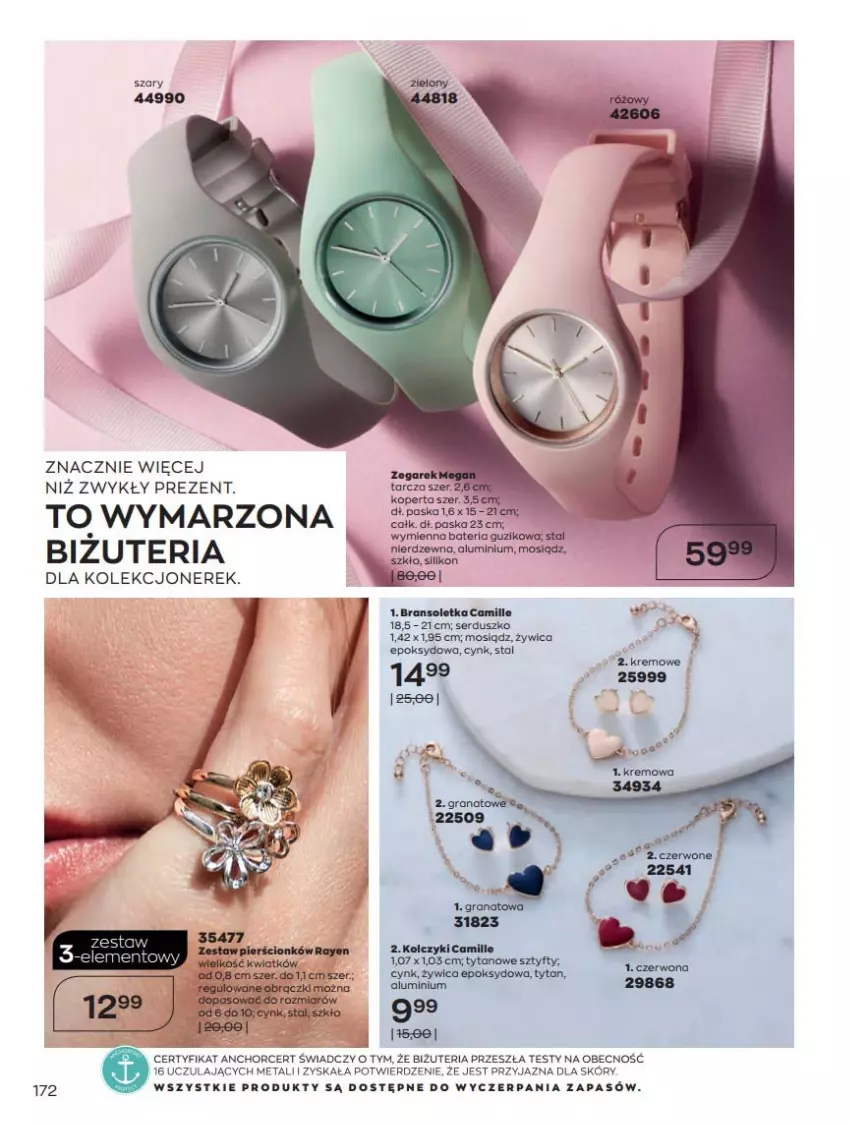 Gazetka promocyjna Avon - Katalog Avon 12/2021 kampania grudzień - ważna 01.12 do 31.12.2021 - strona 172 - produkty: Bateria, Bransoletka, Cynk, Kolczyki, Ser, Tytan