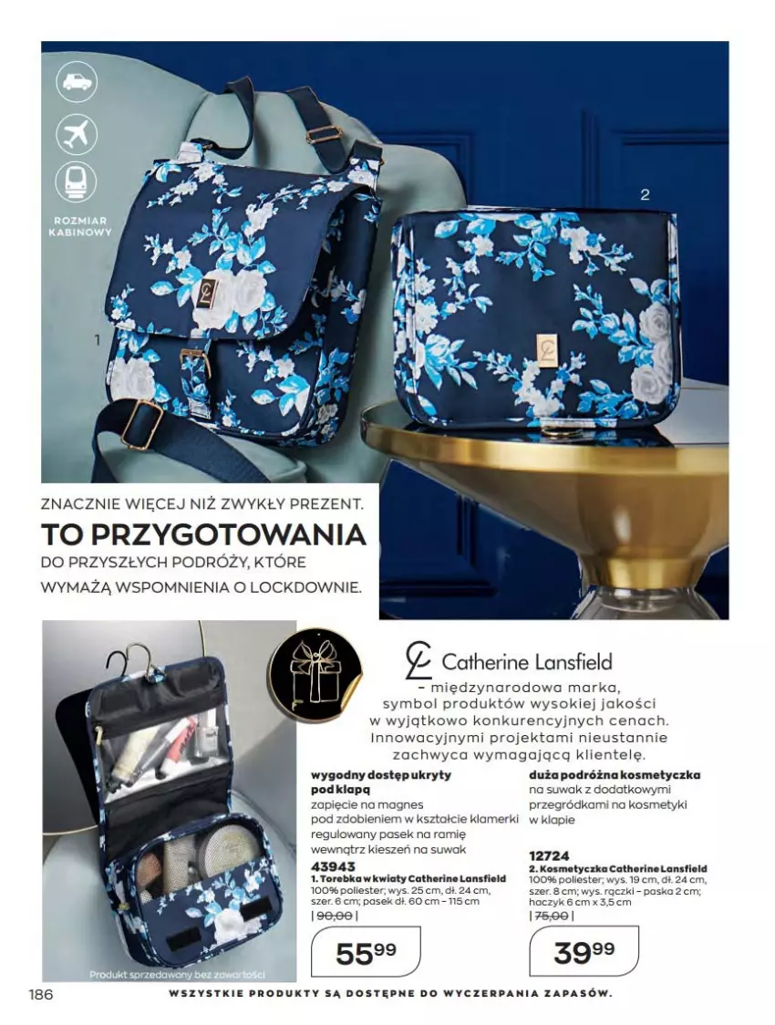 Gazetka promocyjna Avon - Katalog Avon 12/2021 kampania grudzień - ważna 01.12 do 31.12.2021 - strona 186 - produkty: Haczyk, Kosmetyczka, Pasek, Sok, Torebka