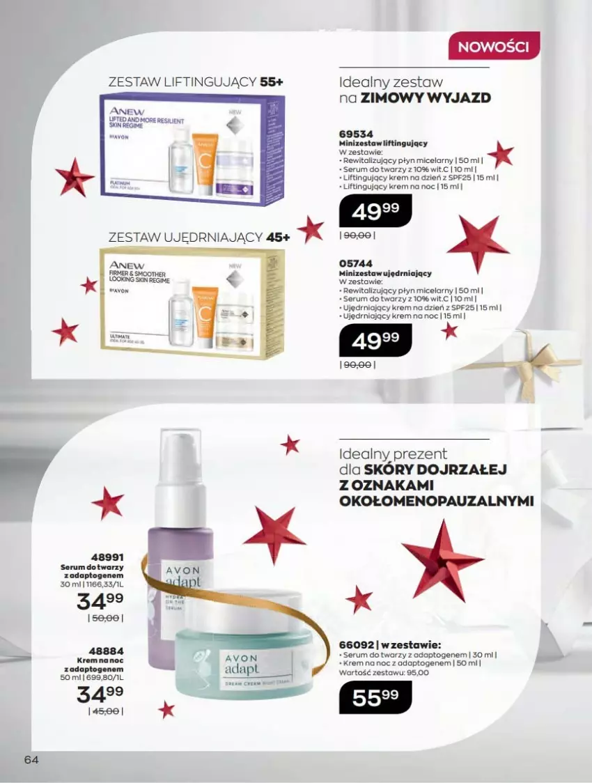 Gazetka promocyjna Avon - Katalog Avon 12/2021 kampania grudzień - ważna 01.12 do 31.12.2021 - strona 64 - produkty: Anew, Krem na dzień, Krem na noc, Płyn micelarny, Rum, Ser, Serum, Serum do twarzy