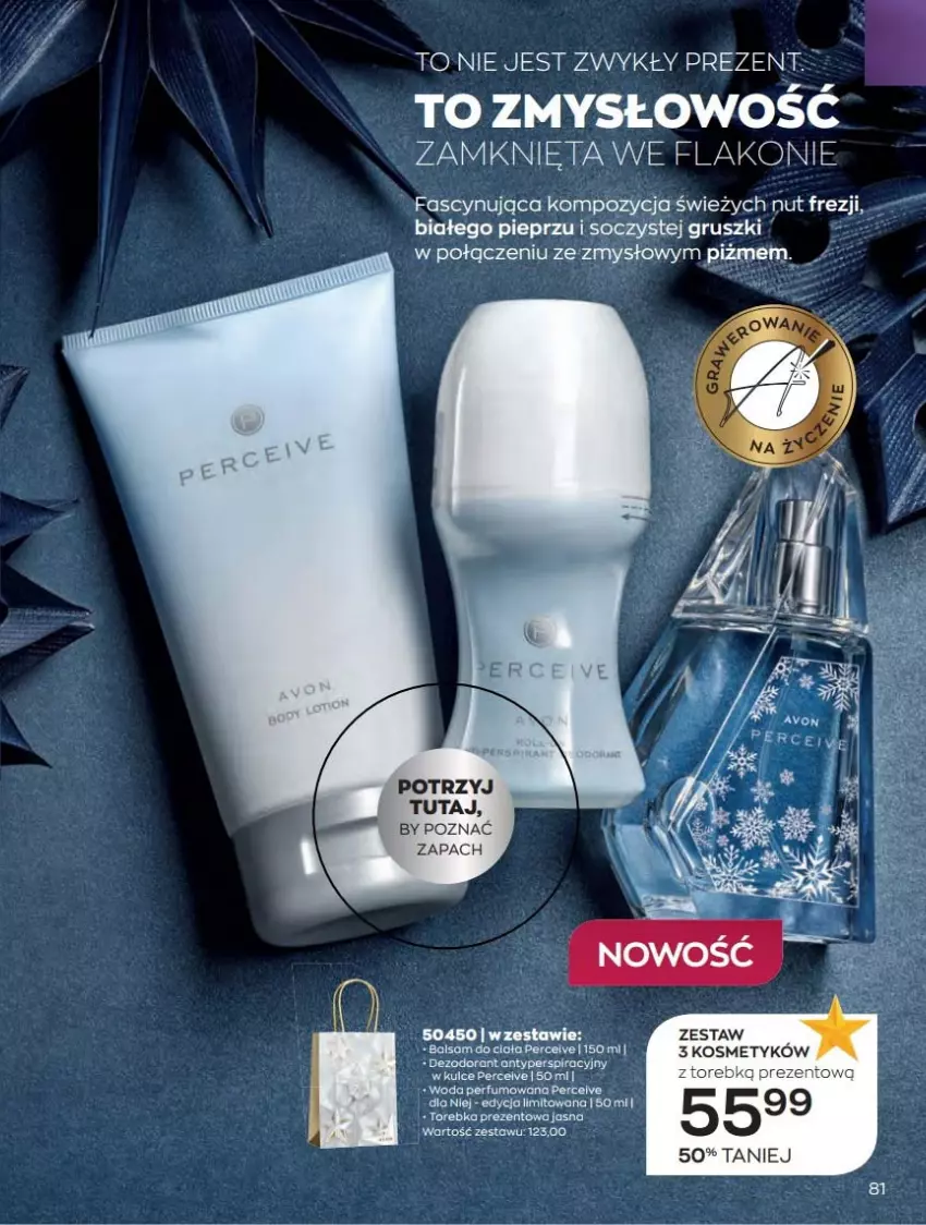 Gazetka promocyjna Avon - Katalog Avon 12/2021 kampania grudzień - ważna 01.12 do 31.12.2021 - strona 81 - produkty: Dezodorant, Gruszki, Perfum, Pieprz, Torebka, Woda, Woda perfumowana