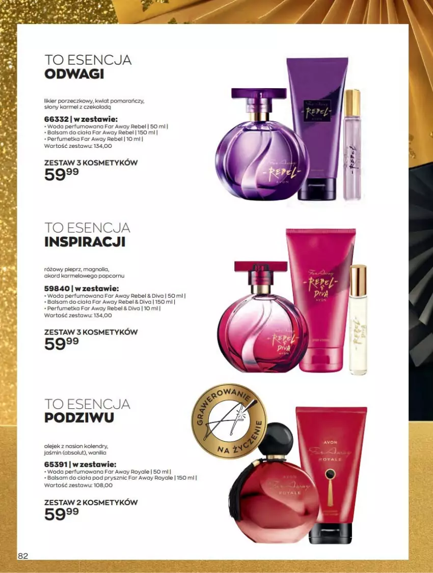 Gazetka promocyjna Avon - Katalog Avon 12/2021 kampania grudzień - ważna 01.12 do 31.12.2021 - strona 82 - produkty: Absolut, Balsam do ciała, Fa, Likier, Perfum, Pieprz, Por, Wagi, Woda, Woda perfumowana