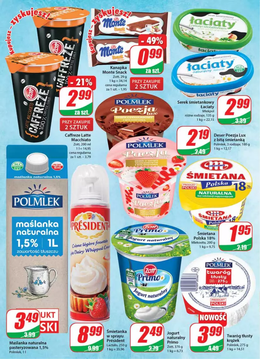 Gazetka promocyjna Dino - Gazetka - ważna 17.08 do 23.08.2022 - strona 12 - produkty: Chia, Deser, Jogurt, Maślanka, Mleko, Mlekovita, Monte, Polmiek, POLMLEK, Ser, Serek, Twaróg, Twaróg tłusty, Zott