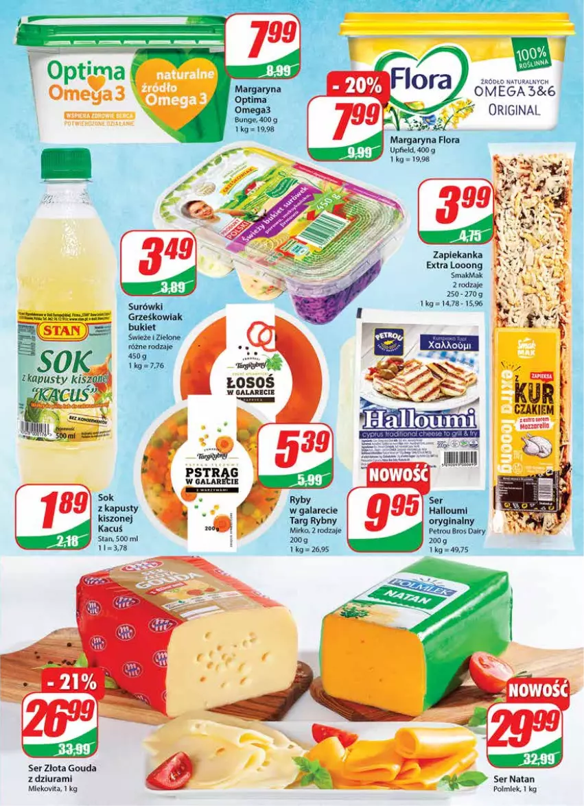 Gazetka promocyjna Dino - Gazetka - ważna 17.08 do 23.08.2022 - strona 13 - produkty: Flora, Gala, Gin, Gouda, Margaryna, Mleko, Mlekovita, Pstrąg, Ser, Sok, Zapiekanka