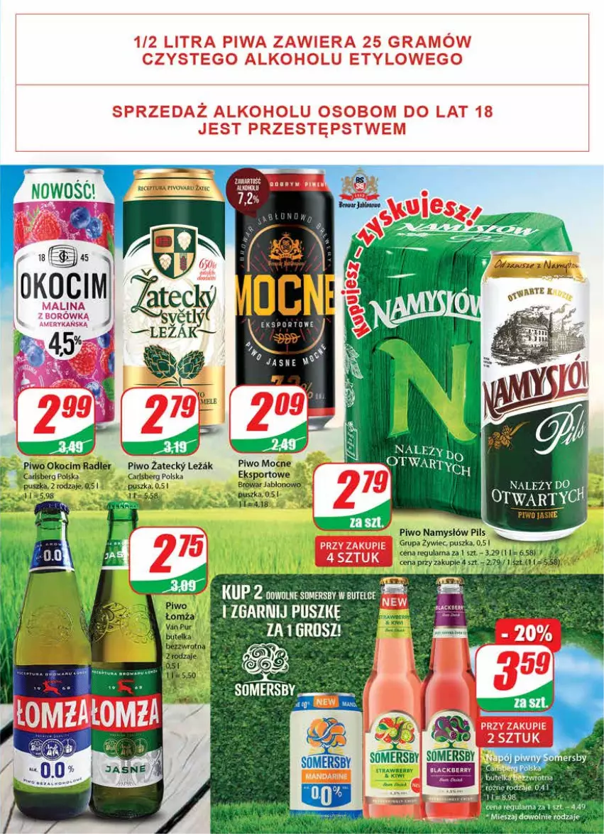 Gazetka promocyjna Dino - Gazetka - ważna 17.08 do 23.08.2022 - strona 15 - produkty: Carlsberg, Koc, Namysłów, Napój, Okocim, Piwo, Por, Radler, Somersby, Sport