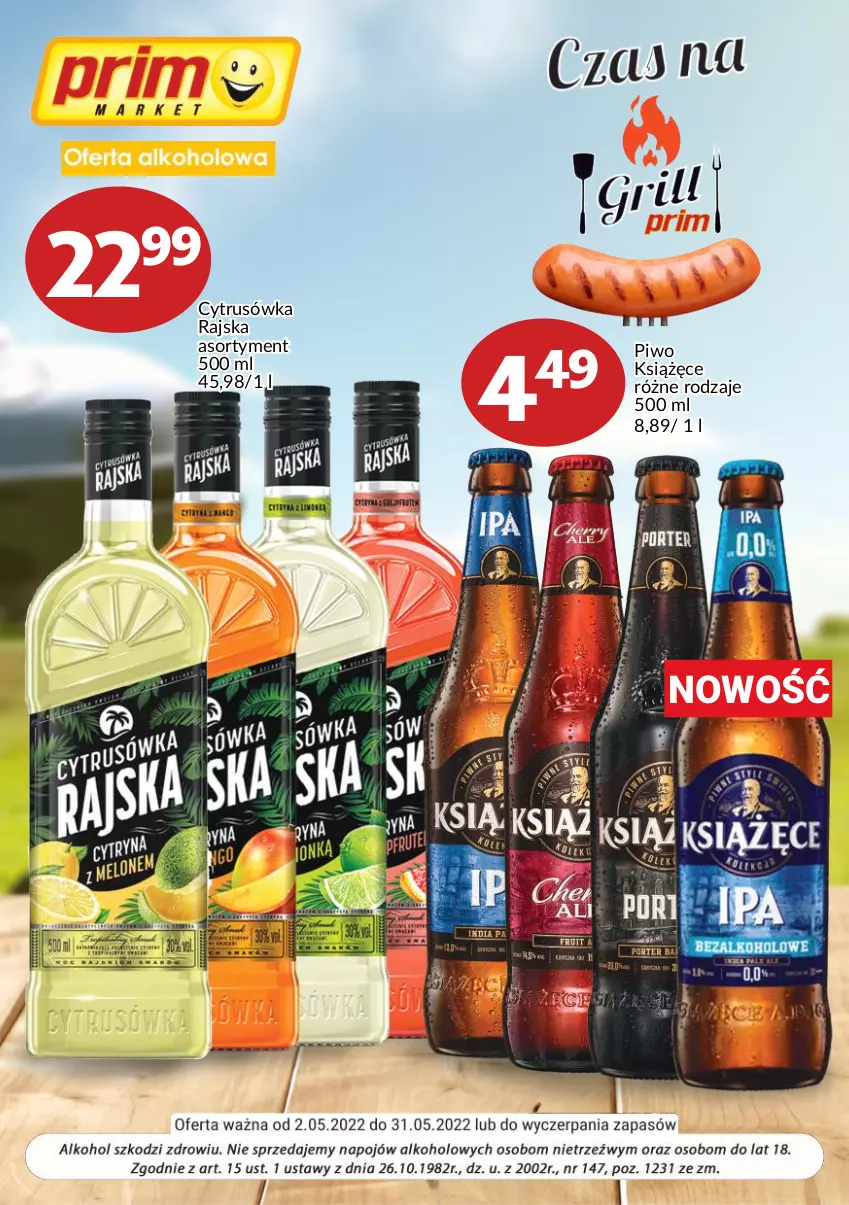 Gazetka promocyjna Prim Market - ważna 01.05 do 31.05.2022 - strona 1 - produkty: Cytrusówka Rajska, Książęce, Piwo